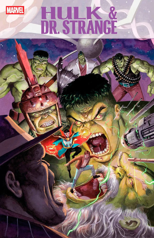 Comic book cover of Hulk and Doctor Strange featuring Bruce Banner in German Peralta Variant