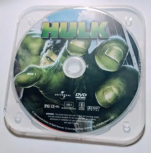 Hulk DVD movie disc featuring Eric Bana Jennifer Connelly and Sam Elliott