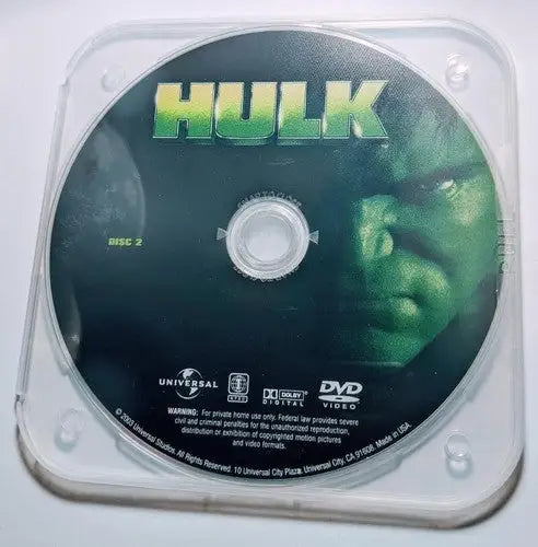 Hulk DVD Disc 2 featuring Eric Bana Jennifer Connelly Sam Elliott in clear case