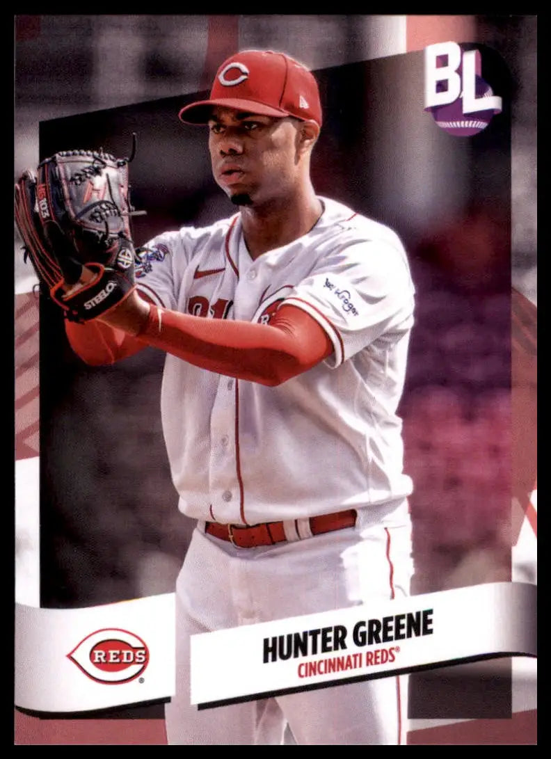 Hunter Greene 2024 Topps Big League baseball card featuring Cincinnati Reds player