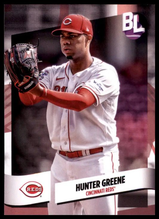 Hunter Greene 2024 Topps Big League baseball card featuring Cincinnati Reds player