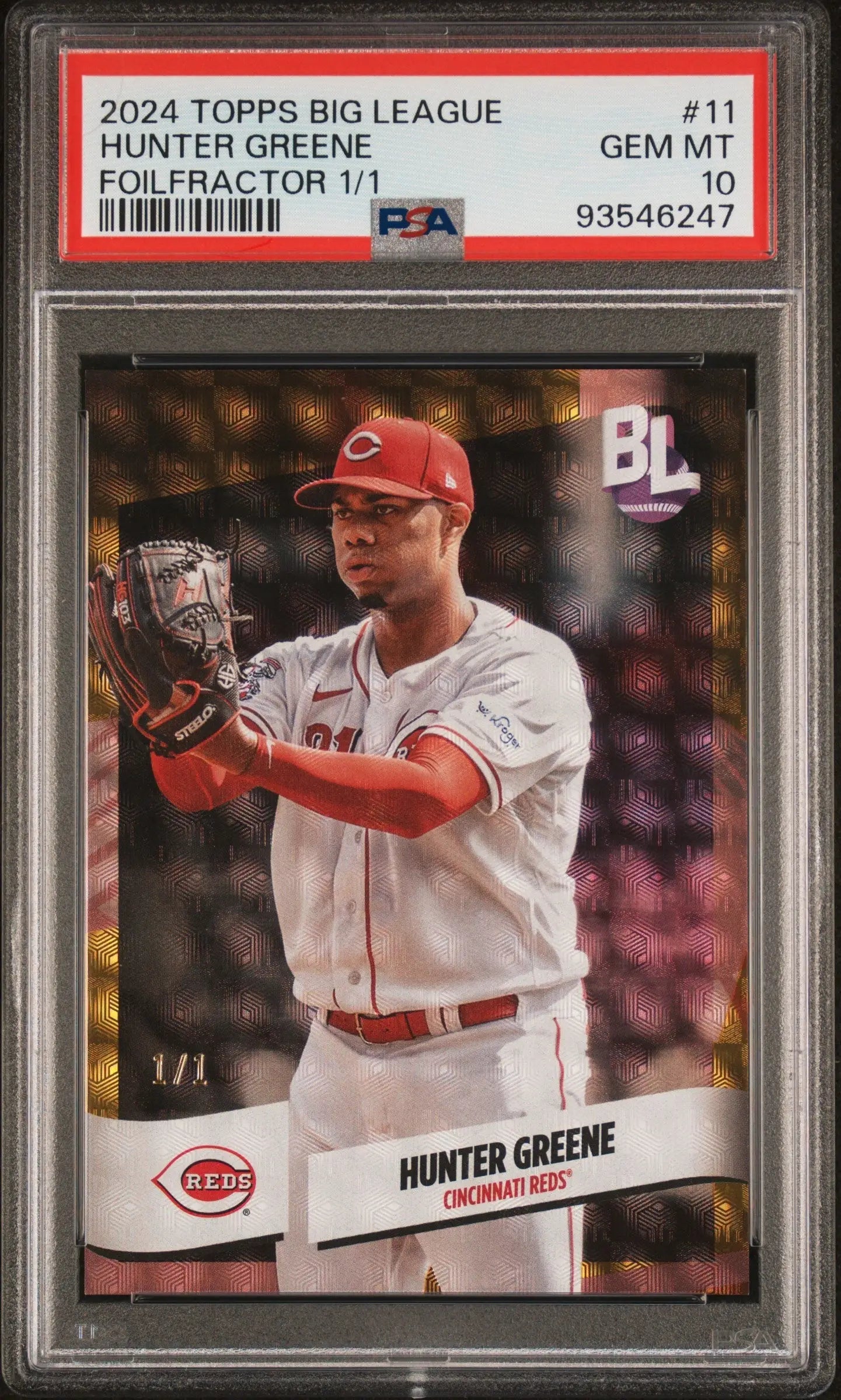 Hunter Greene 2024 Topps Big League FoilFractor 1/1 baseball card PSA 10 Gem Mint