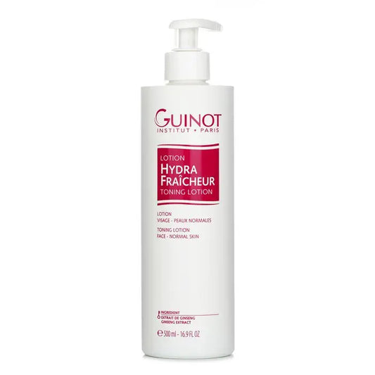 White pump bottle of Hydra Fraicheur Refreshing Toning Lotion for revitalizing skin