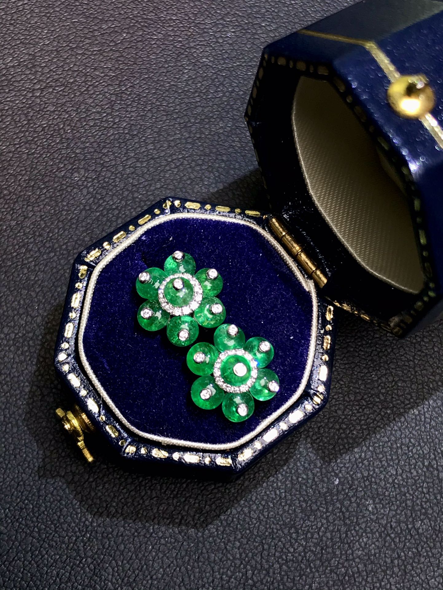 18K Yellow Gold And Emerald Bead Earrings