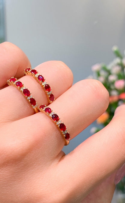 18K Yellow Gold Ruby and Diamond Anniversary Band