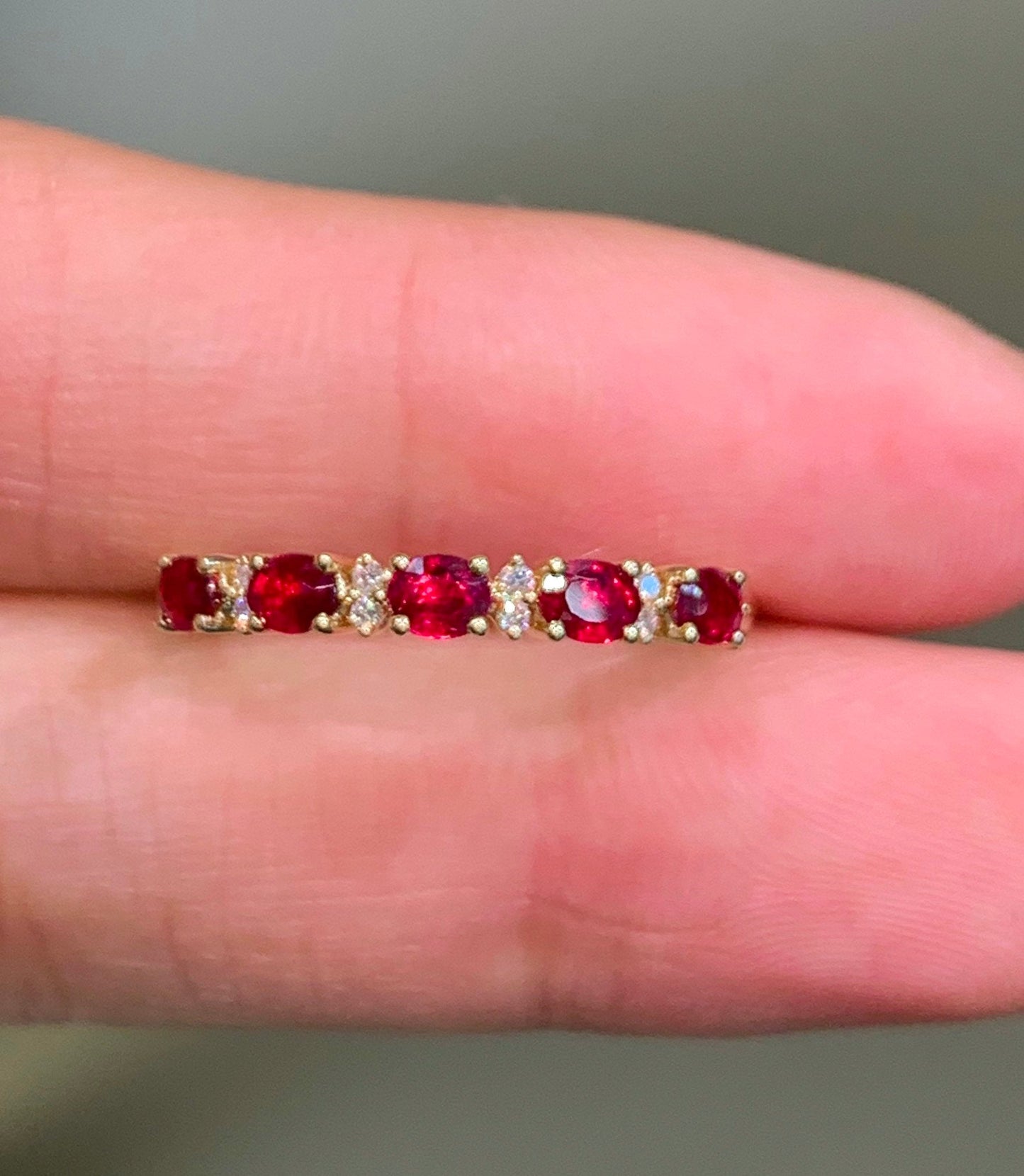 18K Yellow Gold Ruby and Diamond Anniversary Band