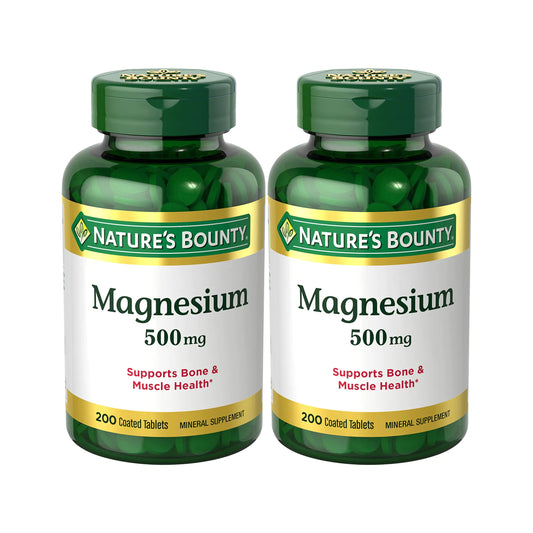 Natures Bounty Magnesium 500mg Tablets Supports Bone & Muscle Health Twin Pack 400 Tablets