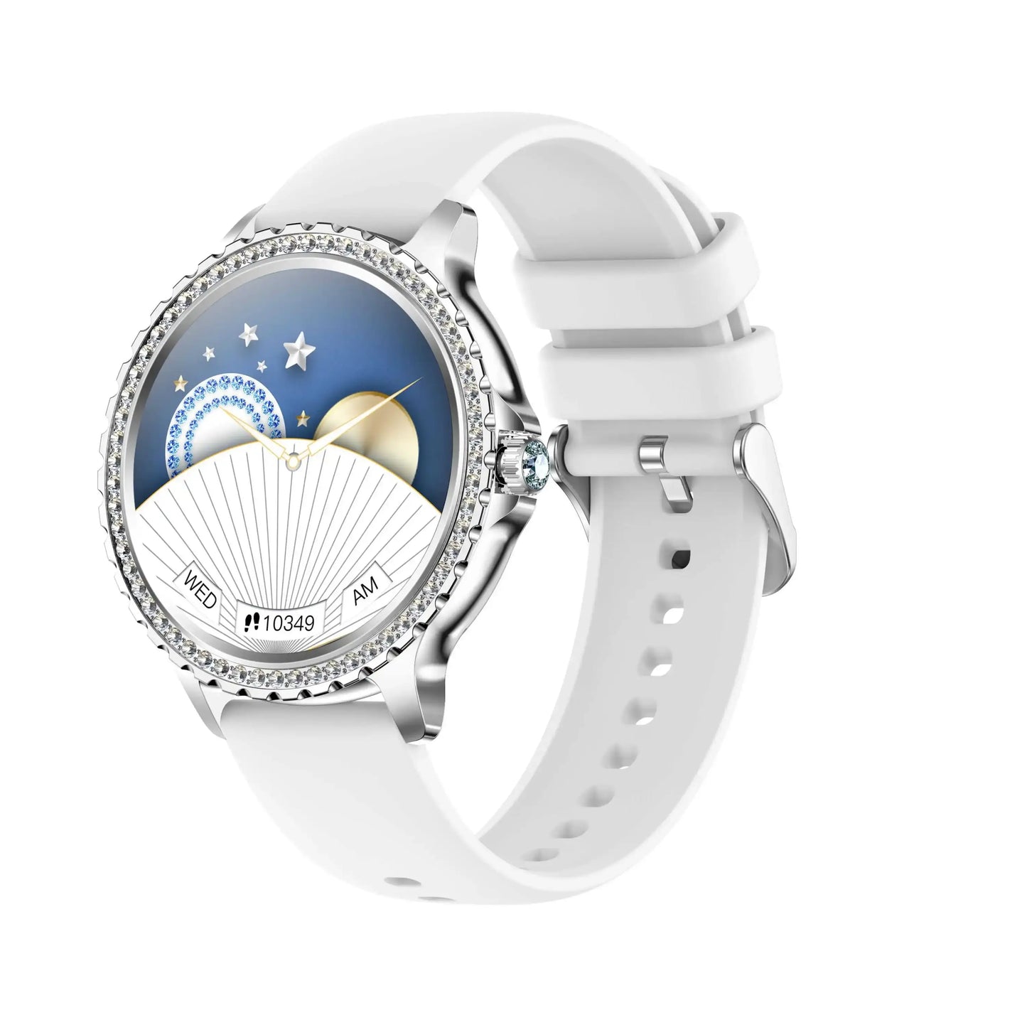 I58 Diamond Women Smartwatch with celestial display and diamond-encrusted bezel