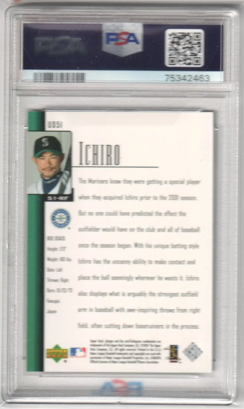 Graded Ichiro baseball card from Upper Deck Evolution by Columbia Hobby