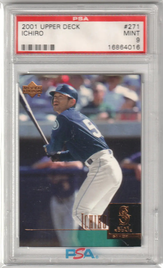 Graded Ichiro baseball card from Upper Deck ICHIRO 2001 Rookie #271 PSA 9 Mint for Columbia Hobby