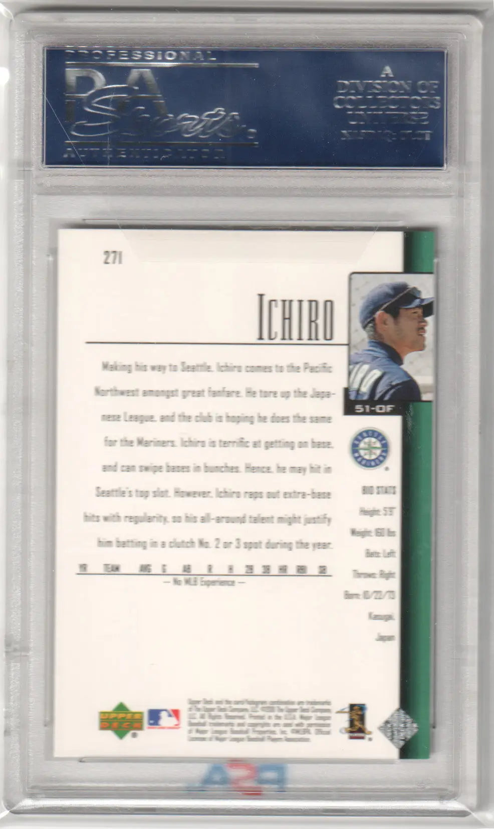 Ichiro 2001 Upper Deck RC Rookie baseball card from Columbia Hobby showcasing deck Ichiro
