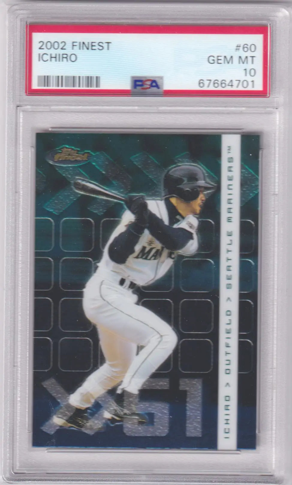 Graded Ichiro Baseball Card from Topps Finest, Gem Mint PSA 10, Mariners, Columbia Hobby
