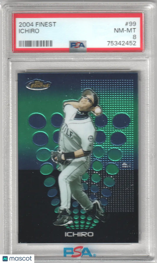 Graded Ichiro Baseball Card from Topps Finest 2004 Mariners, Columbia Hobby PSA 8