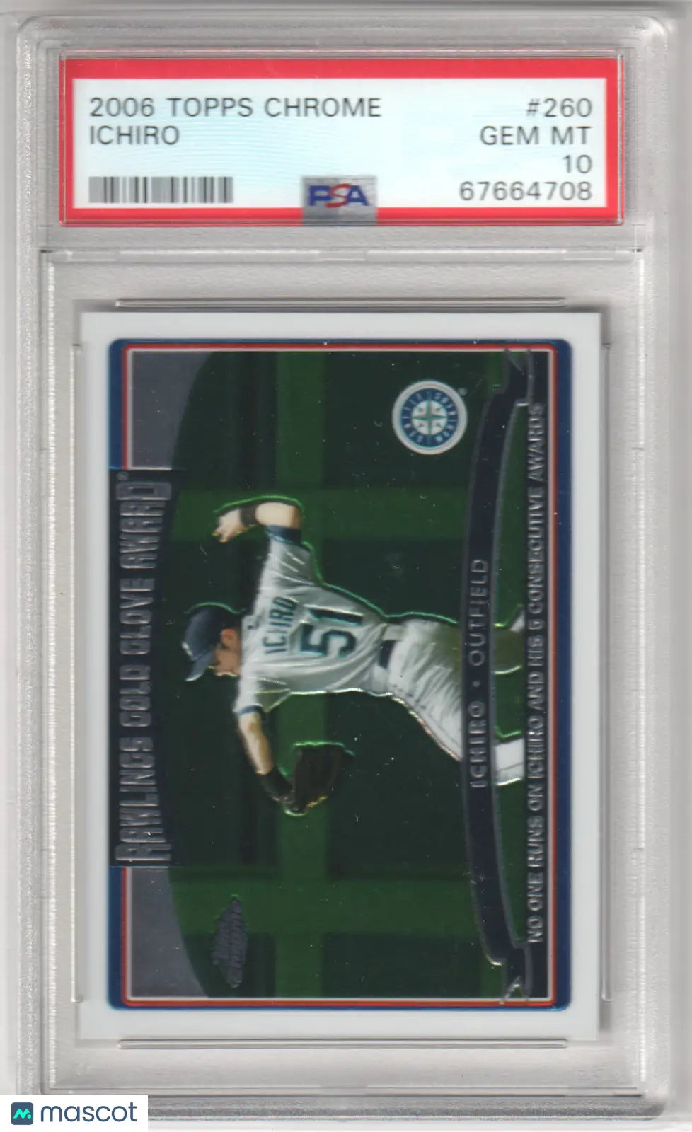 PSA-graded 2006 Topps Chrome Ichiro Suzuki baseball card Gem Mint 10 from Columbia Hobby