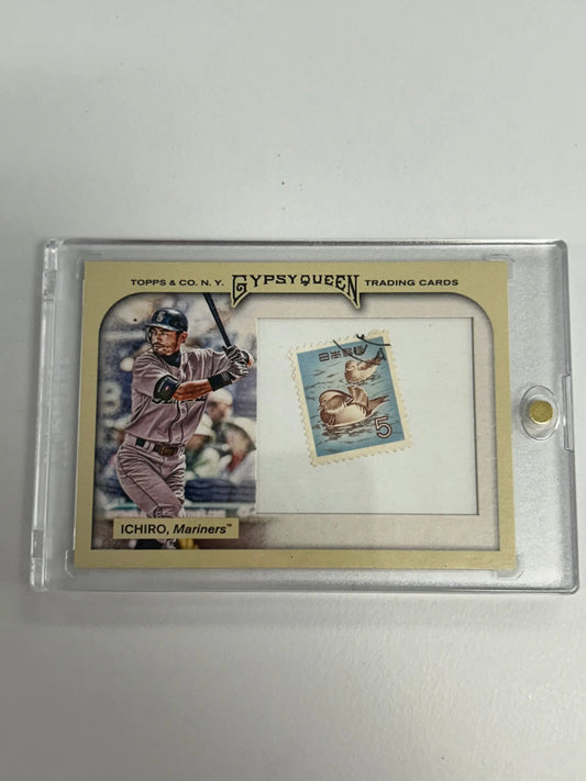 Ichiro Suzuki 2011 Topps Gypsy Queen Stamp featuring vintage Chicago White Sox design