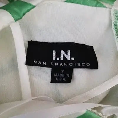 Clothing label for San Francisco green polka dot dress size 7 semi-formal cocktail