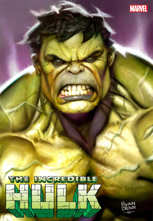 Angry Incredible Hulk with clenched teeth in INCREDIBLE HULK #18 Ryan Brown Var trading card