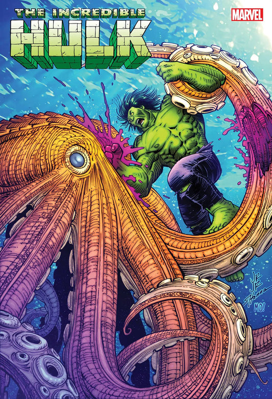 Incredible Hulk battling a giant octopus on the cover of INCREDIBLE HULK #19 trading card