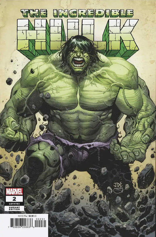 Muscular green Hulk bursting through debris in Incredible Hulk 2 Joshua Cassara Variant trading card