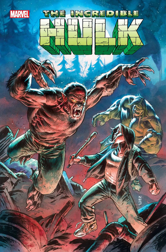 Comic book cover of Incredible Hulk #20 in battle with red and blue lighting effects