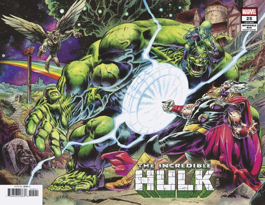 Comic book cover of Incredible Hulk #25 by Nic Klein featuring Impossible Man pop-up variant