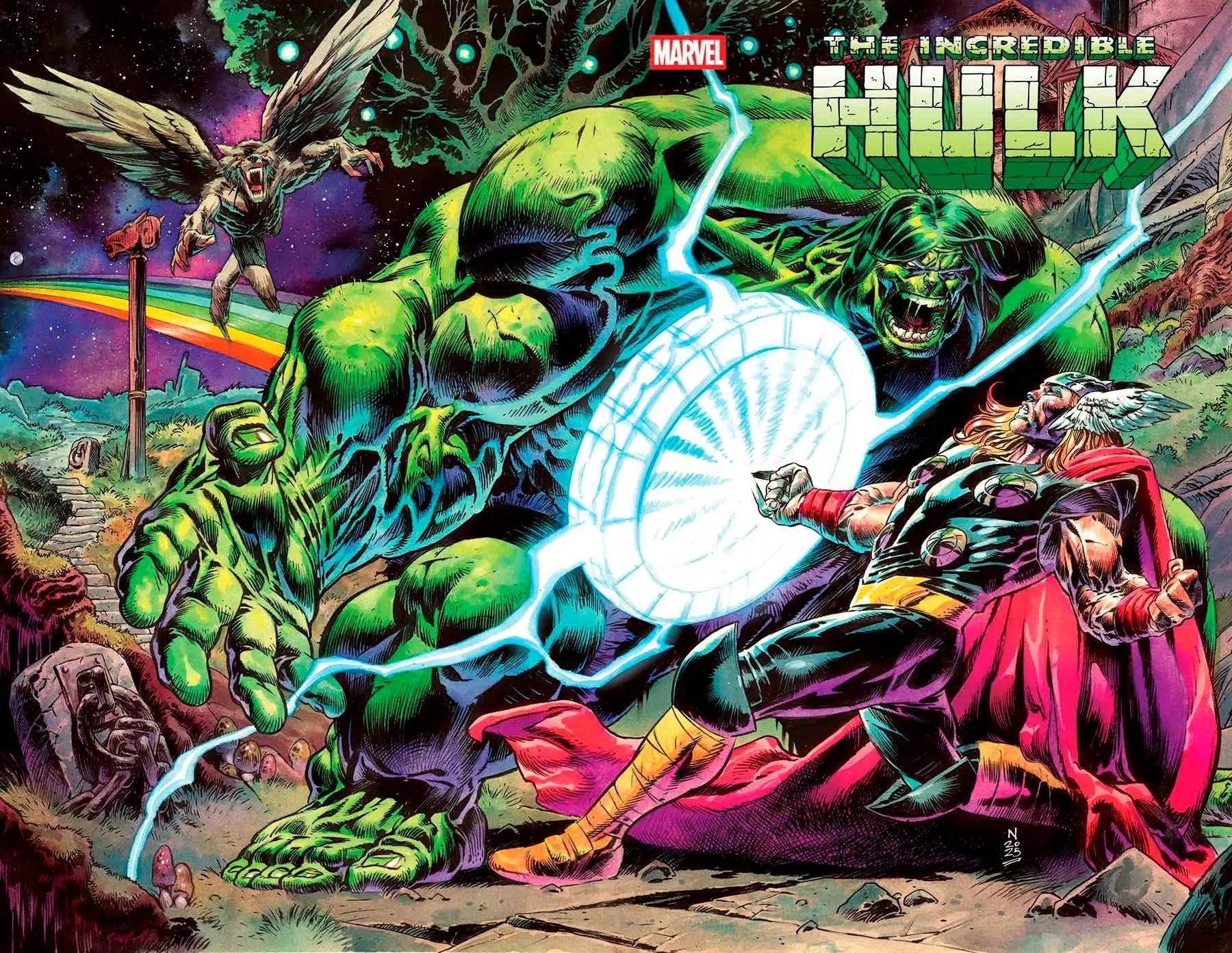Incredible Hulk #25 wraparound cover comic featuring Hulk and Thor artwork