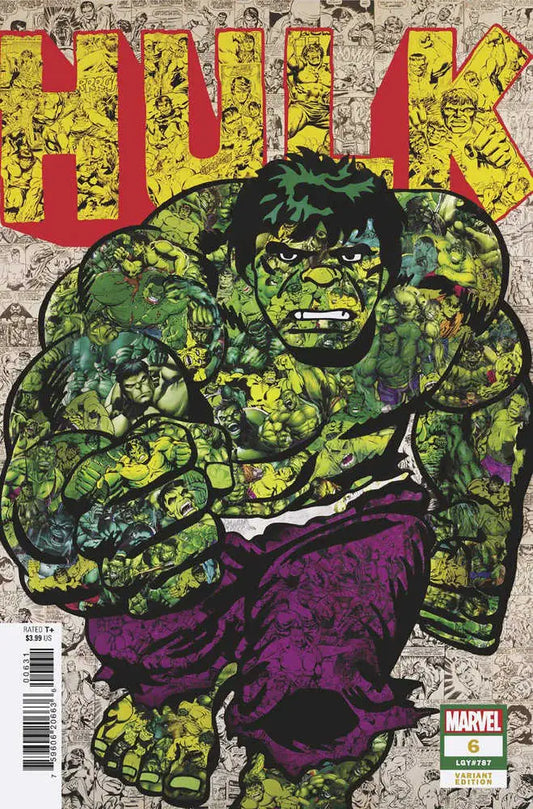 Green muscular figure in purple shorts in comic art style for Incredible Hulk 6 trading cards