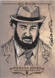 Sketch portrait of a bearded man in a fedora from Edward Pun’s trading card art