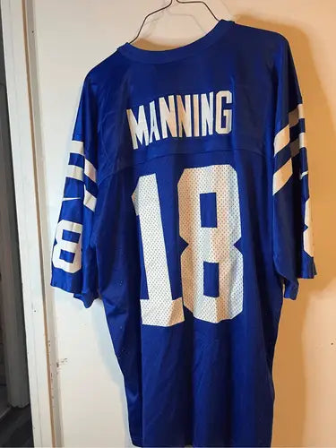 Blue Indianapolis Colts Manning jersey with Manning and 18 on the back