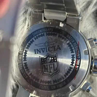 Silver-toned Invicta NFL Los Angeles Rams stainless steel chronograph watch with blue dial