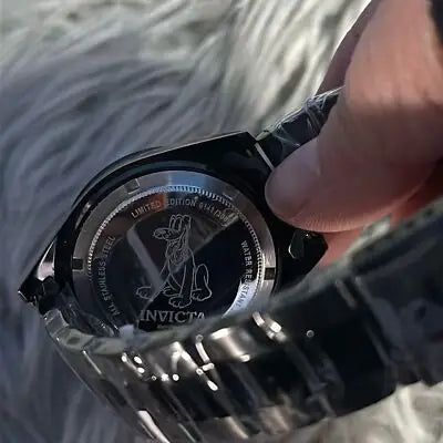 Invicta Disney Pluto Limited Edition men’s watch with black dial and engraved Pluto character