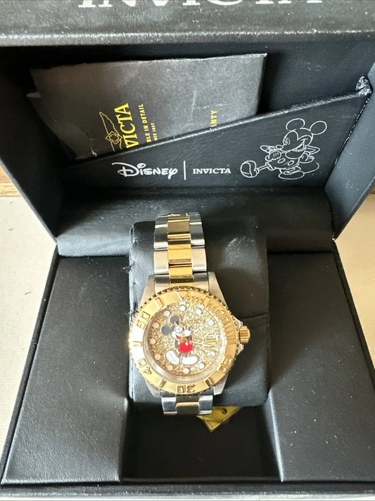 Invicta Limited Edition Women’s Mickey Mouse watch with stainless steel bezel and diamond face