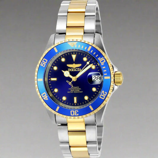 Invicta men’s blue dial two-tone stainless steel and gold-plated automatic dive watch