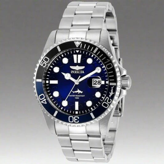 Invicta Men’s Midnight Blue Dial Day Date Quartz Analog Watch with Stainless Steel Band