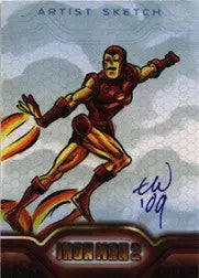 Signed Iron Man sketch card by artist Travis Walton from Iron Man 2 Movie series