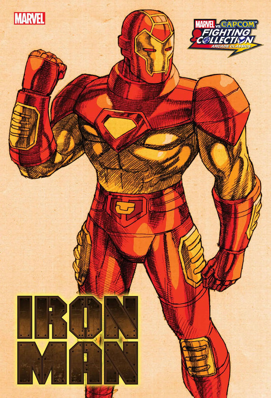 Red and gold Iron Man illustration showcasing Bengus Marvel Capcom Var artwork