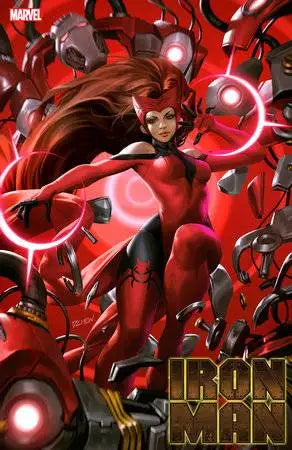 Iron Man #4 Derrick Chew Var comic cover with striking red and black artwork