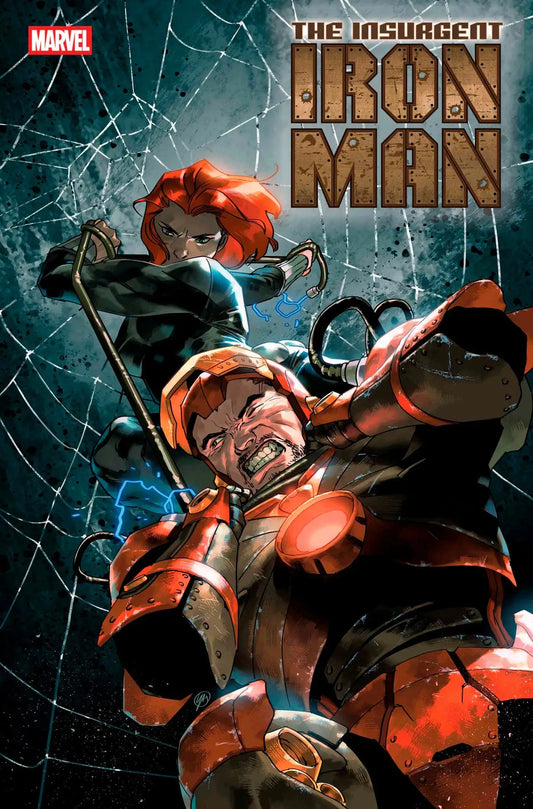 Comic book cover featuring Iron Man and Black Widow from the Iron Man #8 series