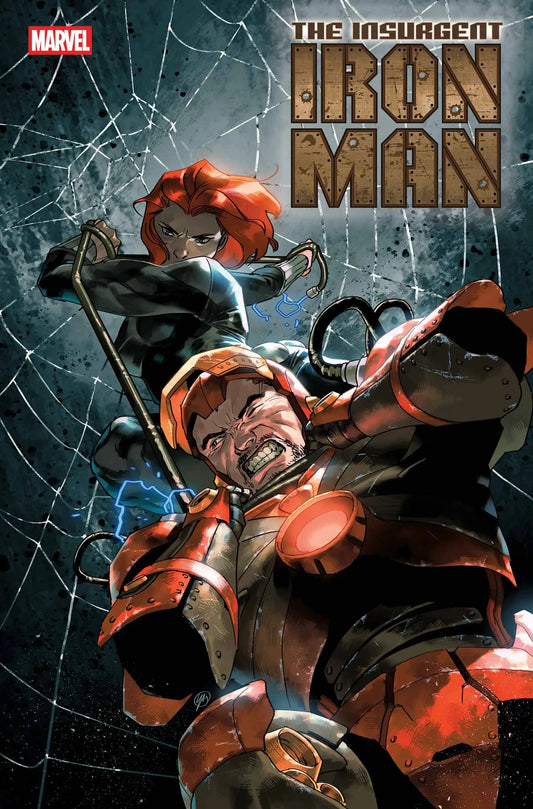 Comic book cover of Iron Man #8 featuring Tony Stark in action scene