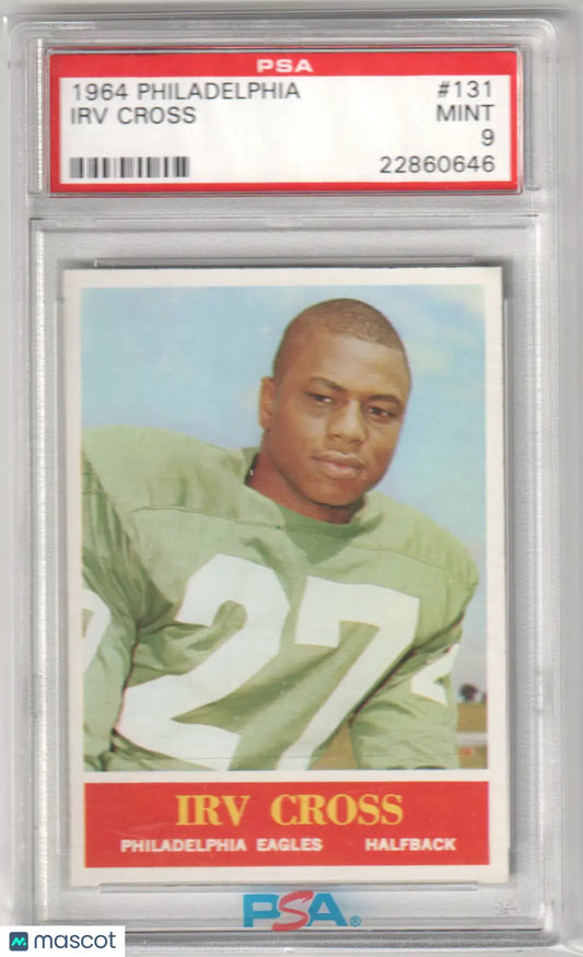 Graded 1964 Irv Cross Philadelphia Eagles football card PSA 9 Mint from Columbia Hobby
