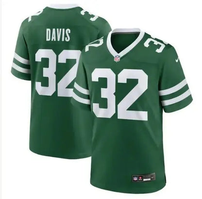 Green York Jets Nike Isaiah Davis Game Jersey with white numbers and name
