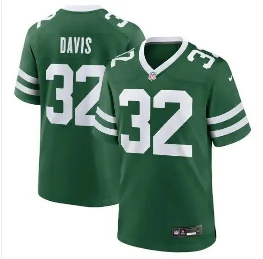 Green York Jets Nike Isaiah Davis Game Jersey with white numbers and name