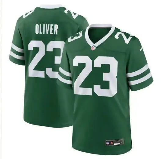 Green Isaiah Oliver New York Jets Nike Game Jersey with number 23 and OLIVER name