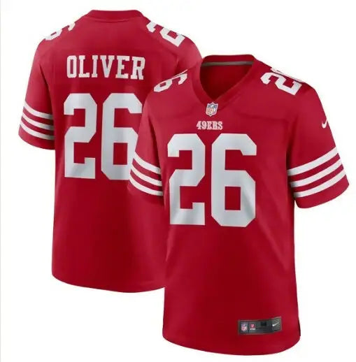 Red Isaiah Oliver San Francisco 49ers Nike Game Jersey with OLIVER and 26 on the back