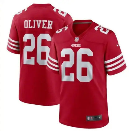 Red Isaiah Oliver San Francisco 49ers Nike Game Jersey with OLIVER and 26 on the back