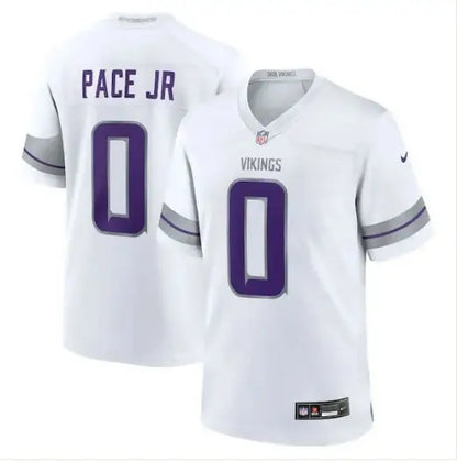 White Minnesota Vikings Ivan Pace Jr Nike Alternate Game jersey with purple numbers