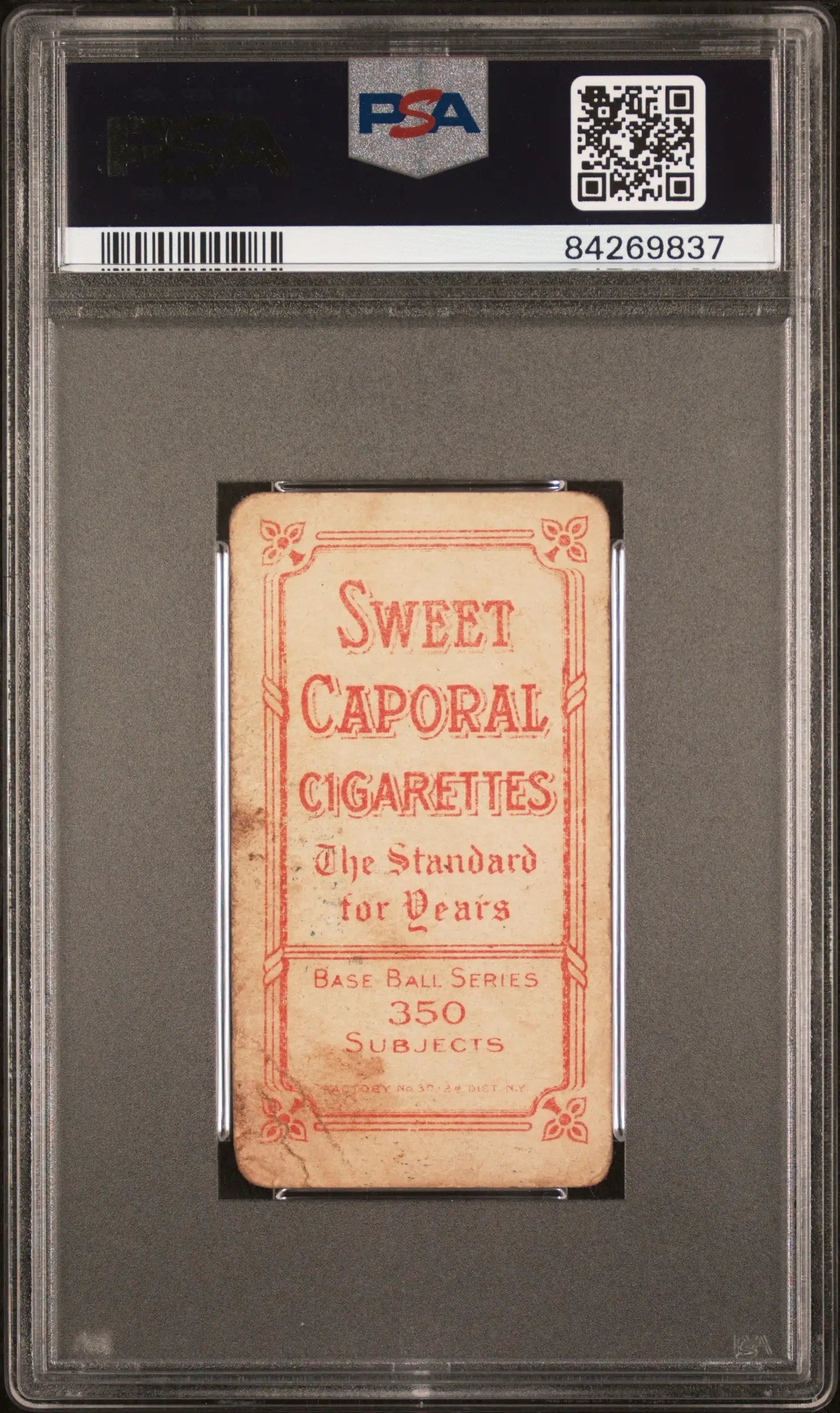 Vintage Izzy Hoffman 1909-11 T206 Sweet Caporal 350/30 in protective graded case