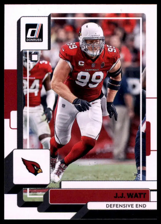 J.J. Watt football card from 2022 Donruss series featuring J.J. Watt of the Arizona Cardinals
