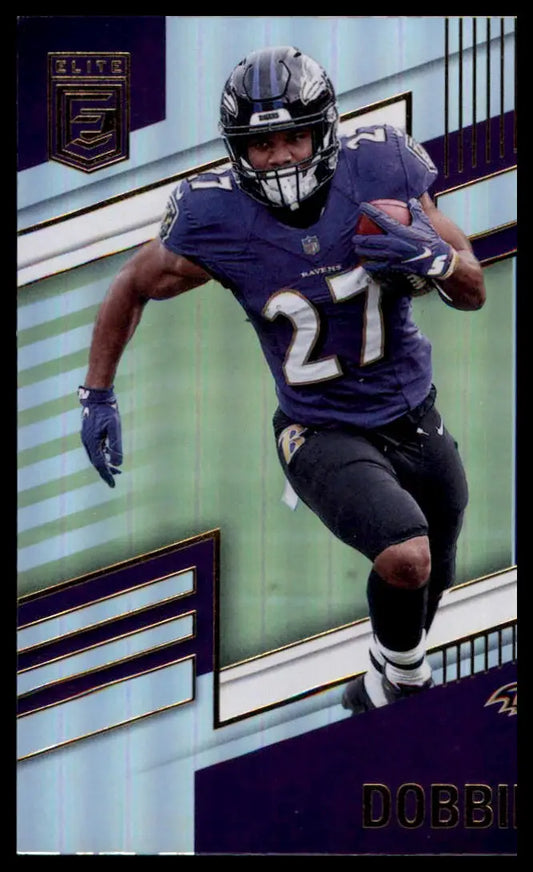 Football card featuring J.K. Dobbins from Donruss Elite 2022 Baltimore Ravens product