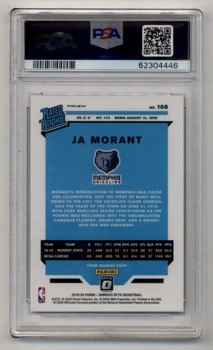 Ja Morant 2019-20 Donruss Optic Hyper Pink #168 PSA 10 Gem Mint - Singles